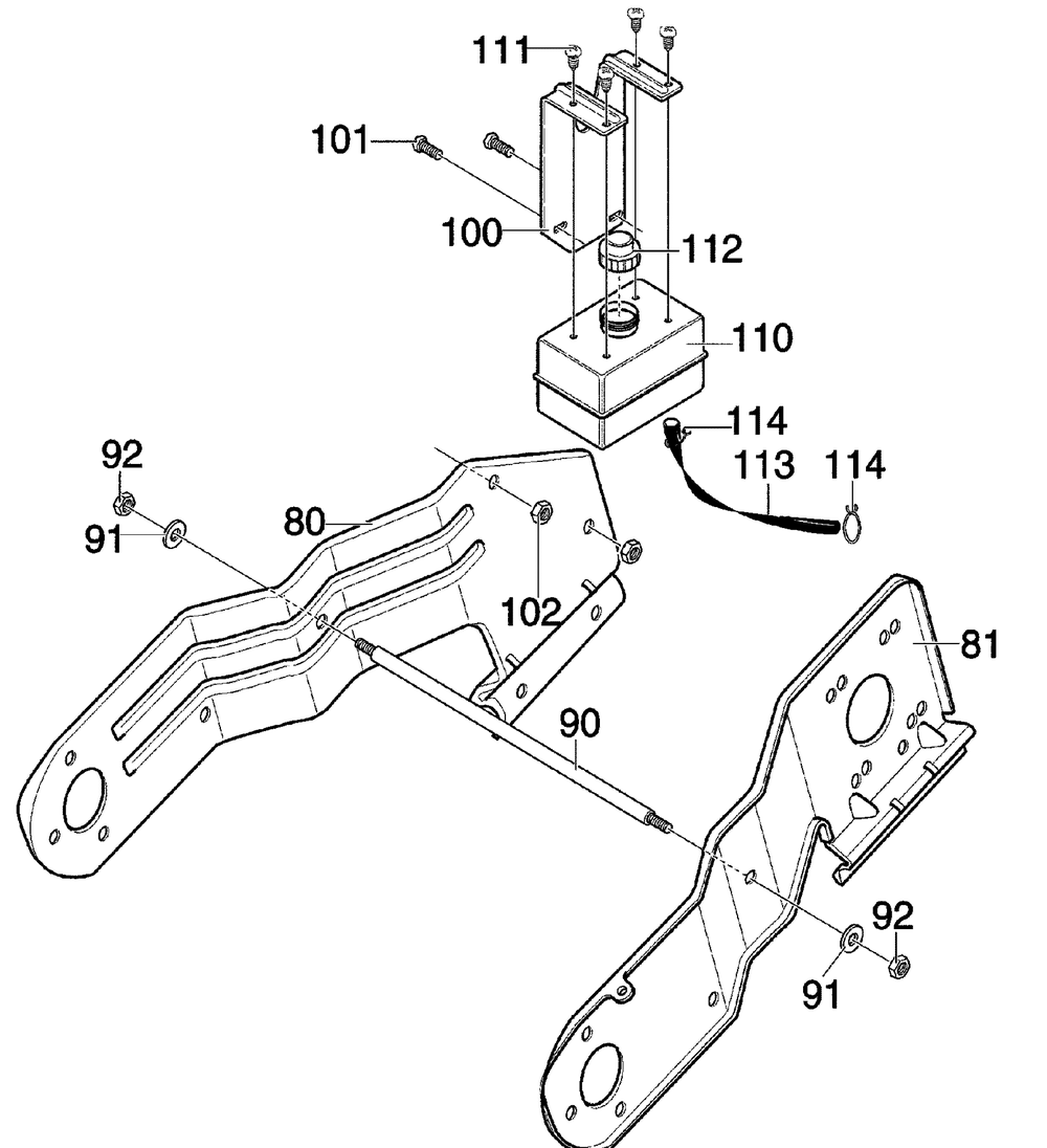 Frame Components Assembly Diagram and Parts List for 620301X54NC 2004 Briggs and Stratton Snow Blower